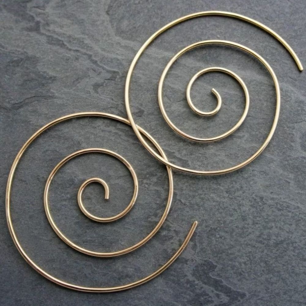 Anthropologie Gold Spiral Hoop Earrings